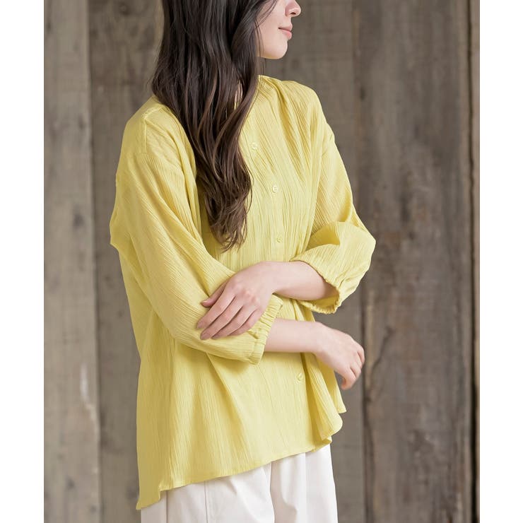 シアー楊柳バンドカラー７分袖ブラウス | rps | 詳細画像33 