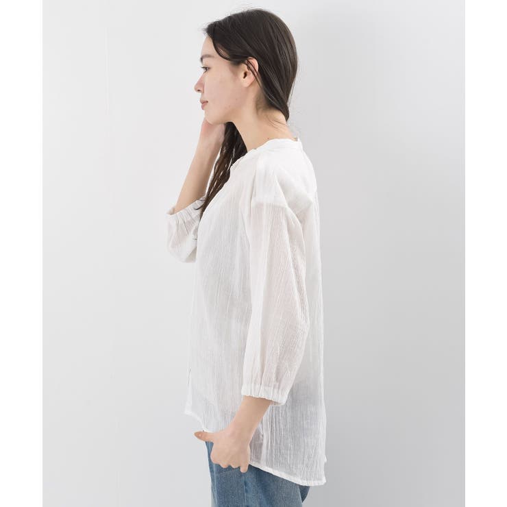 シアー楊柳バンドカラー７分袖ブラウス | rps | 詳細画像34 