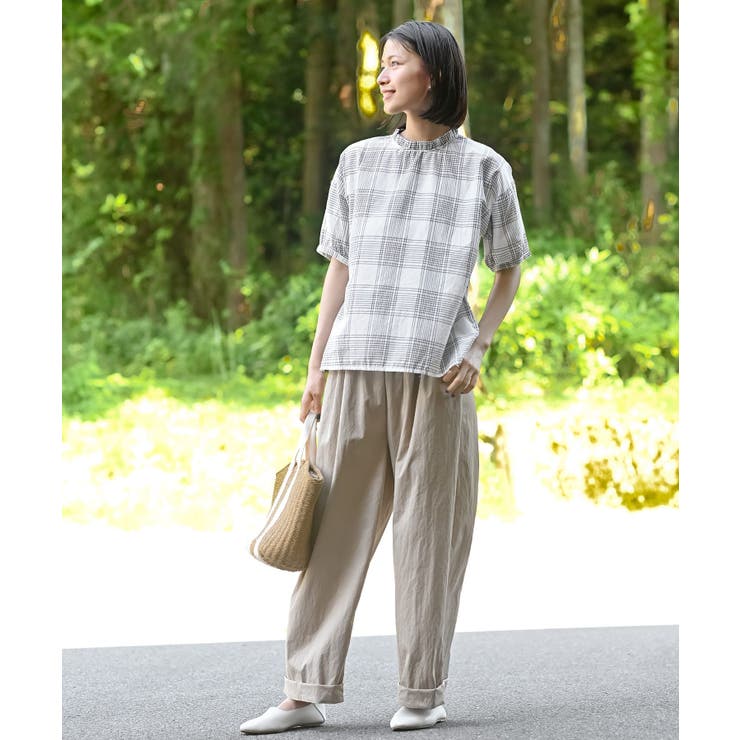 コットンボイルチェックフリル衿ブラウス | rps | 詳細画像10 