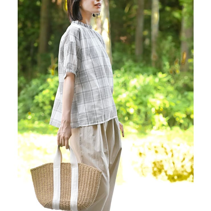 コットンボイルチェックフリル衿ブラウス | rps | 詳細画像11 