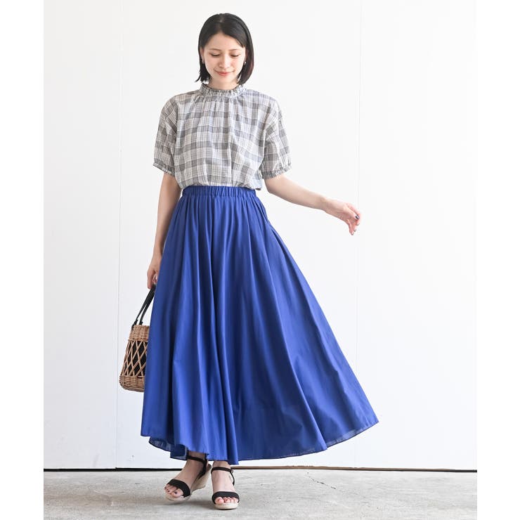 コットンボイルチェックフリル衿ブラウス | rps | 詳細画像2 