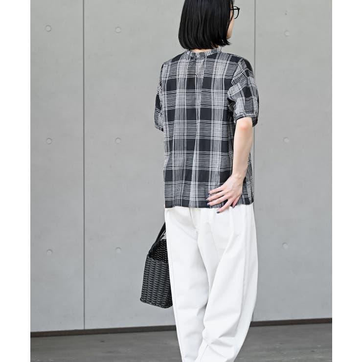 コットンボイルチェックフリル衿ブラウス | rps | 詳細画像20 