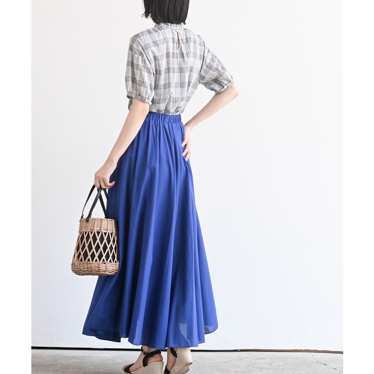 コットンボイルチェックフリル衿ブラウス | rps | 詳細画像4 