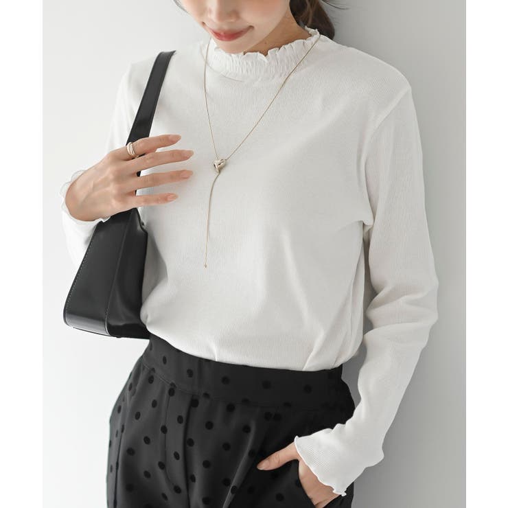 オフホワイト | 襟シャーリングメローカットソー | rps