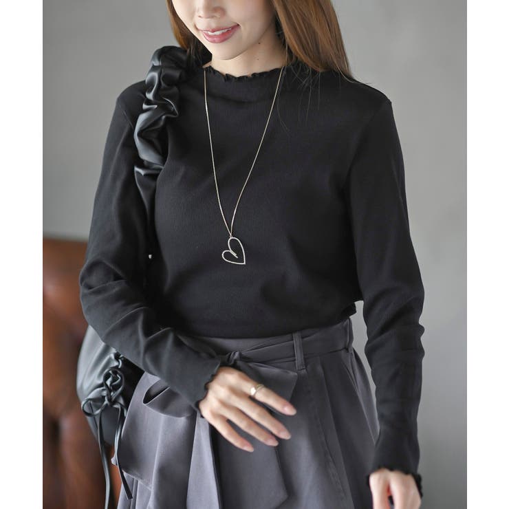 ブラック | 襟シャーリングメローカットソー | rps