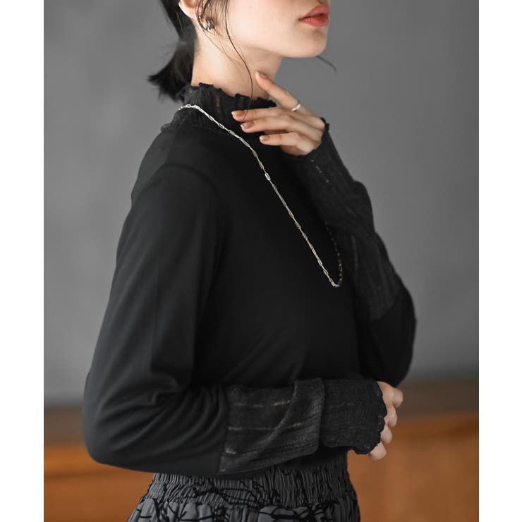 シアーリブ切替ハイネックカットソー | rps | 詳細画像14 