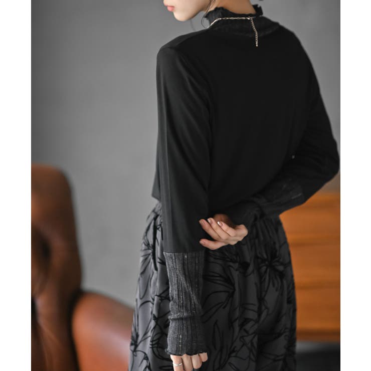 シアーリブ切替ハイネックカットソー | rps | 詳細画像15 