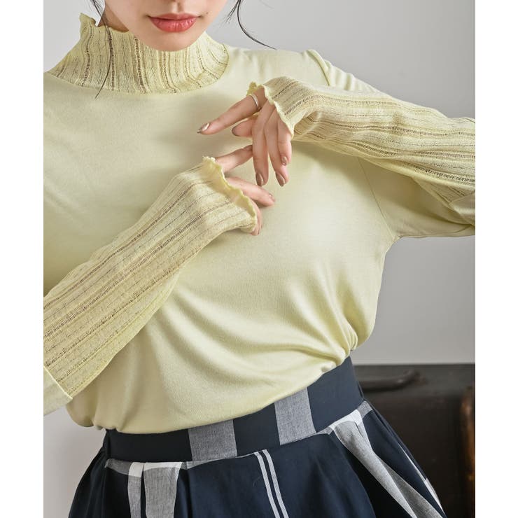 シアーリブ切替ハイネックカットソー | rps | 詳細画像21 