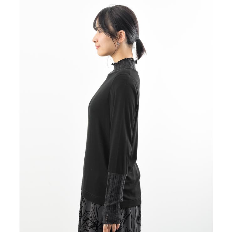 シアーリブ切替ハイネックカットソー | rps | 詳細画像23 