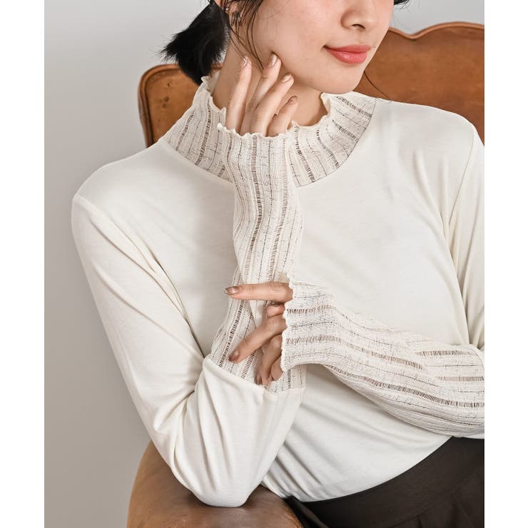 シアーリブ切替ハイネックカットソー | rps | 詳細画像5 