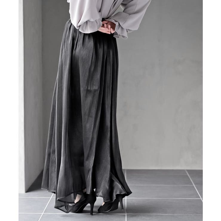 シャイニーサテンフレアーロングスカート | rps | 詳細画像16 