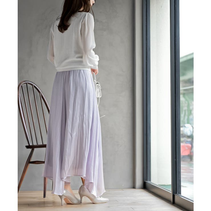 シャイニーサテンフレアーロングスカート | rps | 詳細画像4 