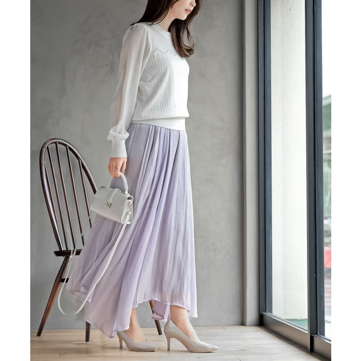 シャイニーサテンフレアーロングスカート | rps | 詳細画像5 