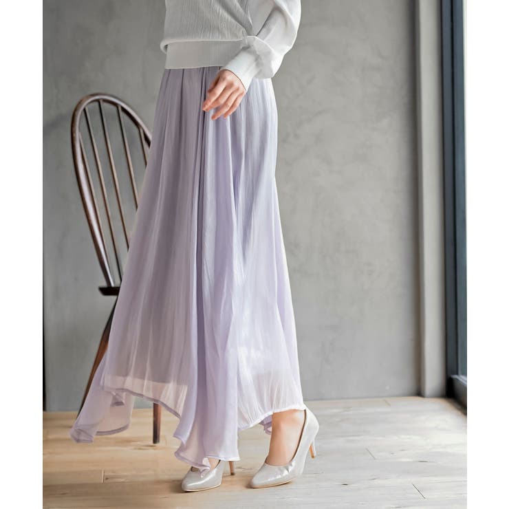 シャイニーサテンフレアーロングスカート | rps | 詳細画像7 