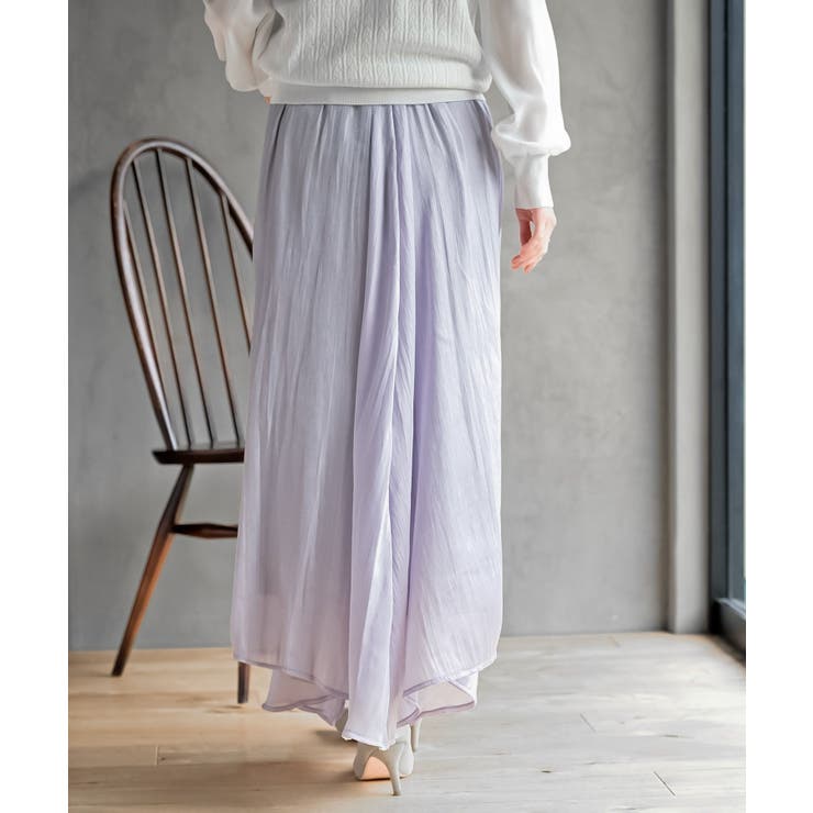 シャイニーサテンフレアーロングスカート | rps | 詳細画像8 