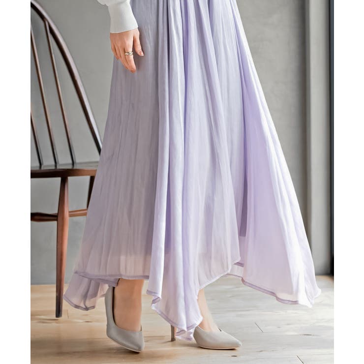 シャイニーサテンフレアーロングスカート | rps | 詳細画像9 