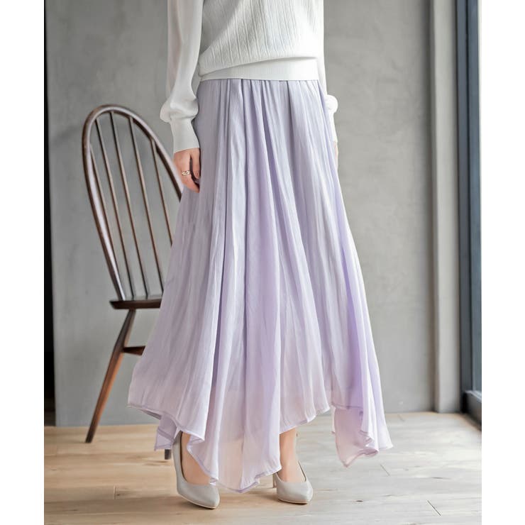 ライトグレー | シャイニーサテンフレアーロングスカート | rps