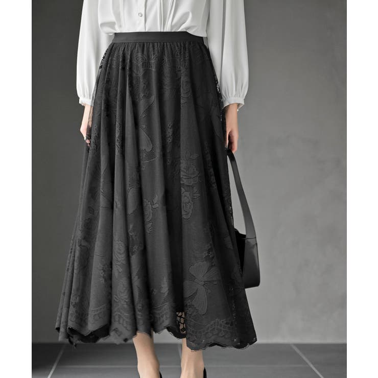 ブラック2 | レースロングスカート | rps