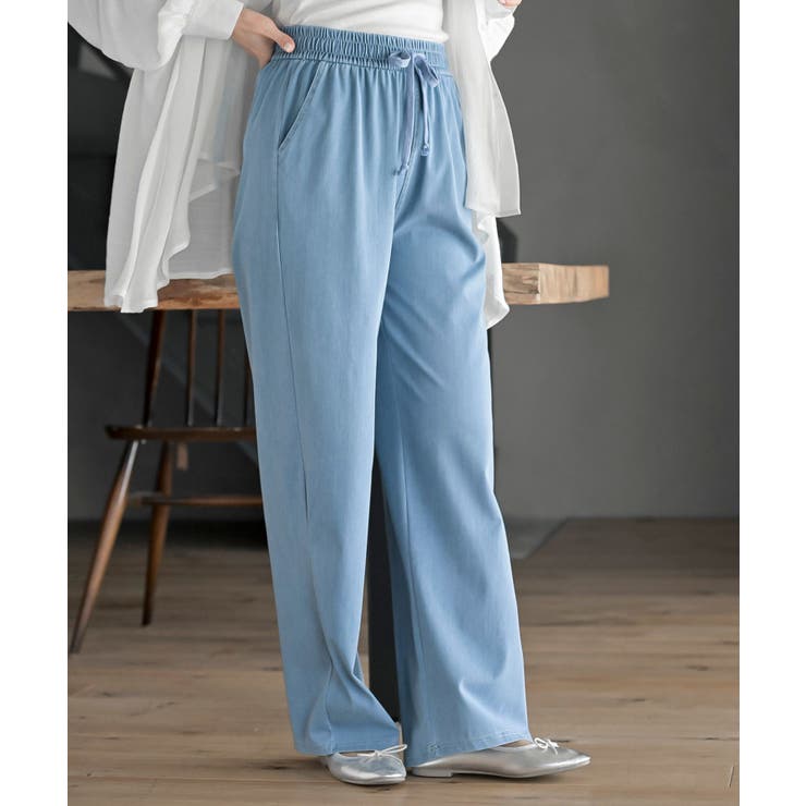 サックス | カットデニムイージーパンツ | rps