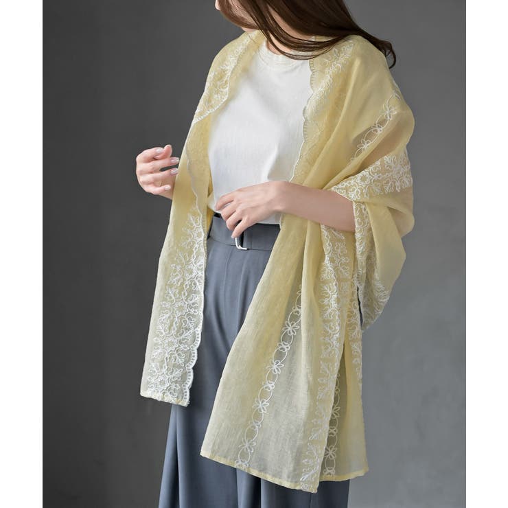 イエロー | 刺繍大判ストール | rps