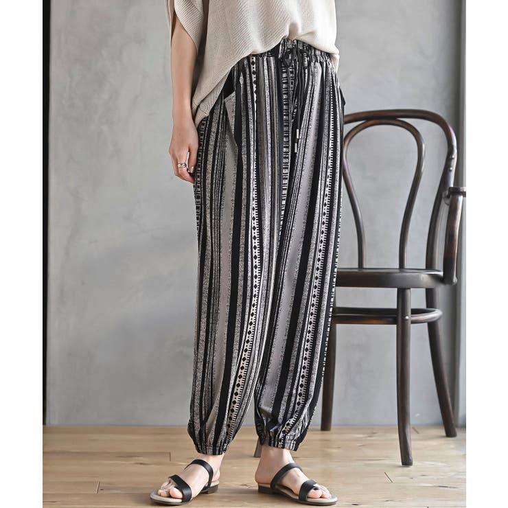 ブラック2 | プリントイージーパンツ | rps