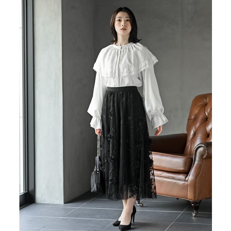 フラワー刺繍チュールスカート | rps | 詳細画像10 