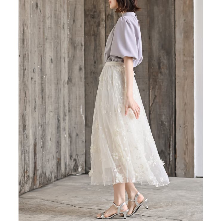 フラワー刺繍チュールスカート[品番：RPSW0003861]｜rps（アール