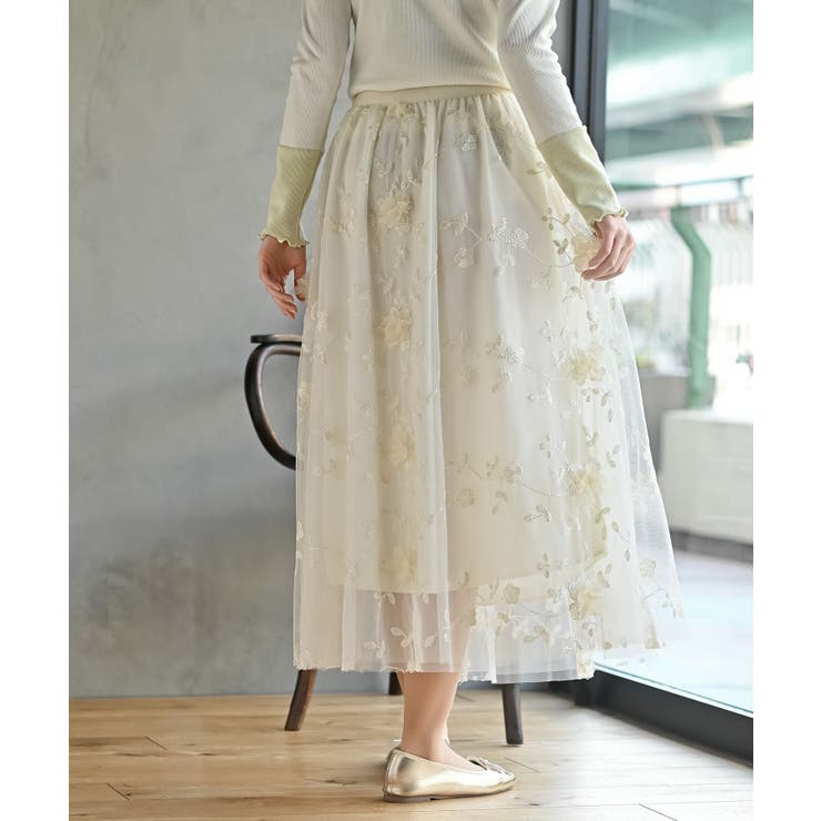 フラワー刺繍チュールスカート | rps | 詳細画像7 