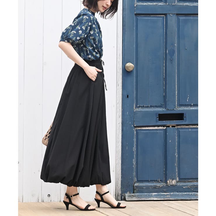 uni's room■2color バルーンペルビスロングスカート SK-SS24-05 HARUKA DESIGN】ギャザー切り替えスカート ｜ ロング スカート
