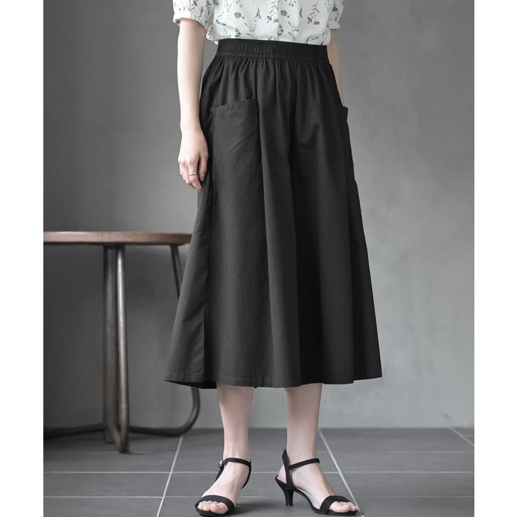 ブラック | フロントタックワイドガウチョパンツ | rps