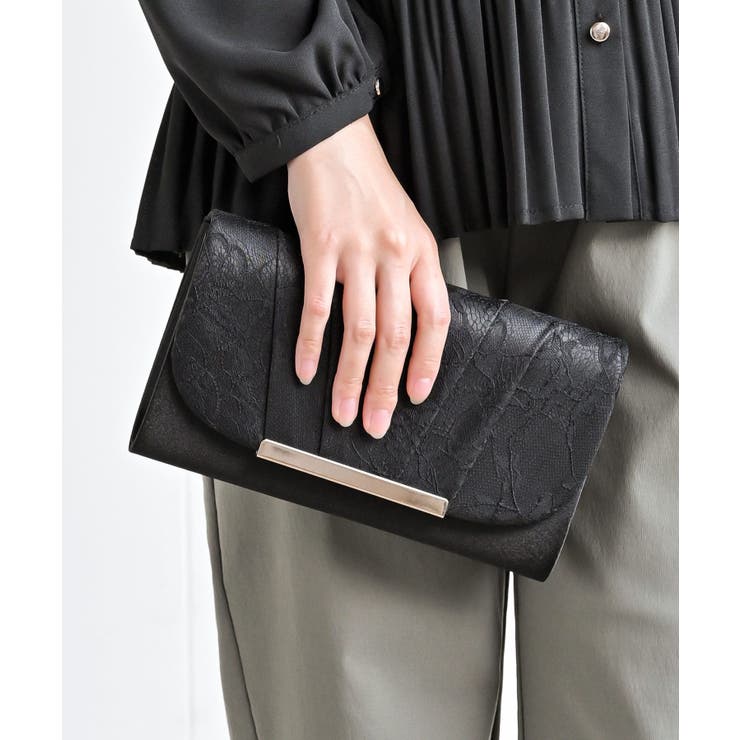 ブラック | レース×サテン2WAYクラッチBAG | rps