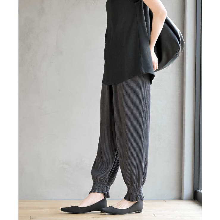 裾シャーリングカットプリーツパンツ | rps | 詳細画像3 