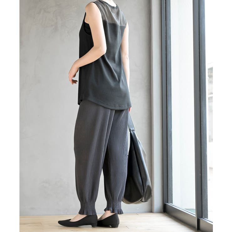 裾シャーリングカットプリーツパンツ | rps | 詳細画像4 