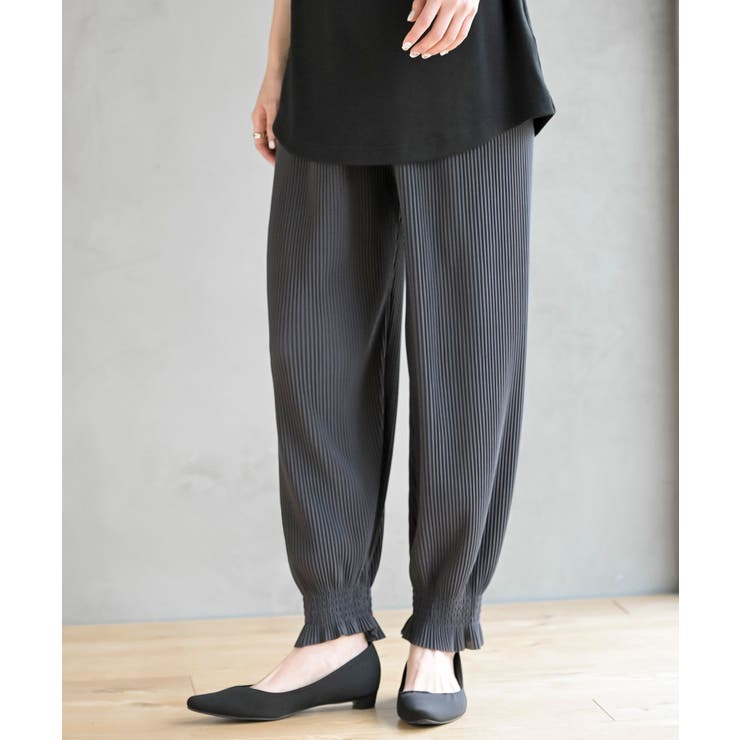 CHACグレー | 裾シャーリングカットプリーツパンツ | rps