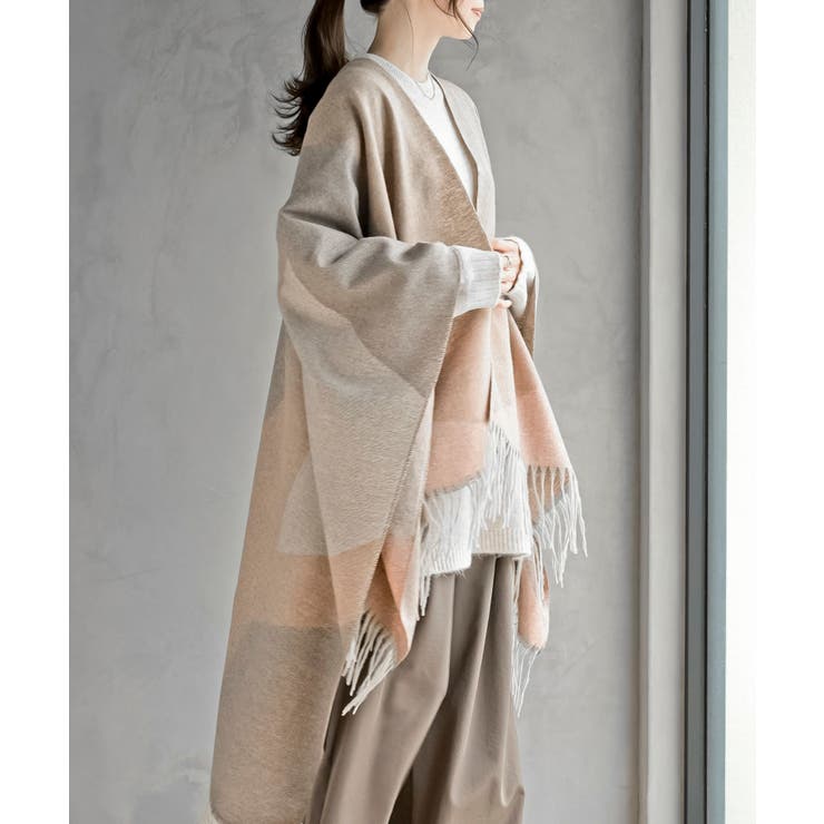 配色大判ストールポンチョ | rps | 詳細画像14