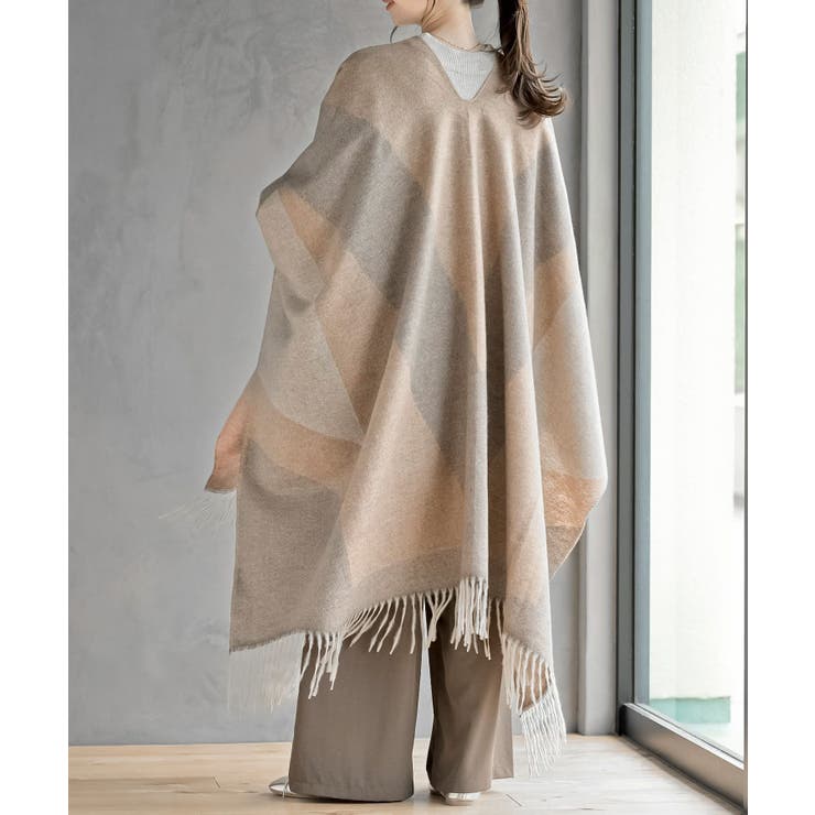 配色大判ストールポンチョ | rps | 詳細画像15