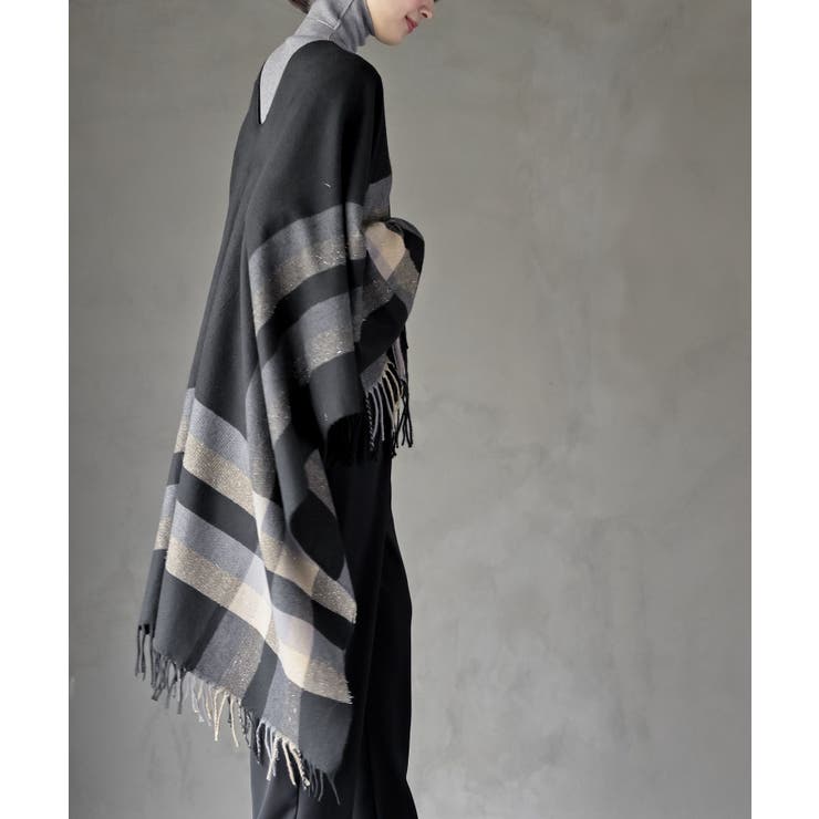 チェック大判ストールポンチョ | rps | 詳細画像3 
