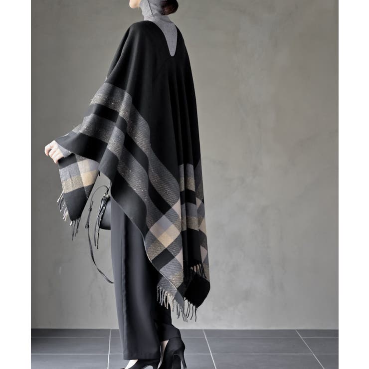 チェック大判ストールポンチョ | rps | 詳細画像5 