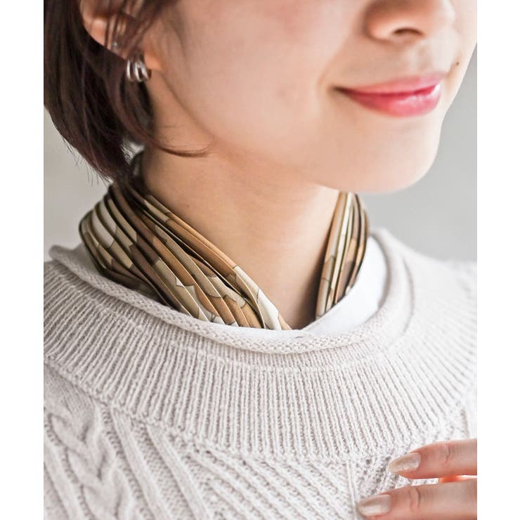 Dベージュ | リング付きプリーツスカーフ | rps