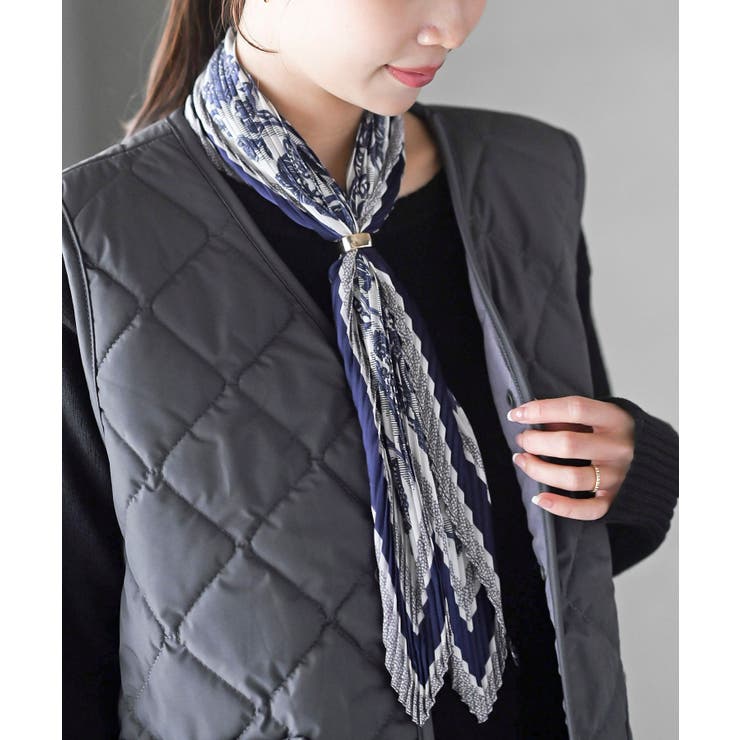 ブルー | リング付きプリーツスカーフ | rps