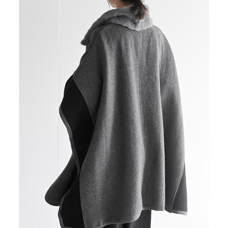 フェイクファーネック配色ポンチョコート | rps | 詳細画像8 