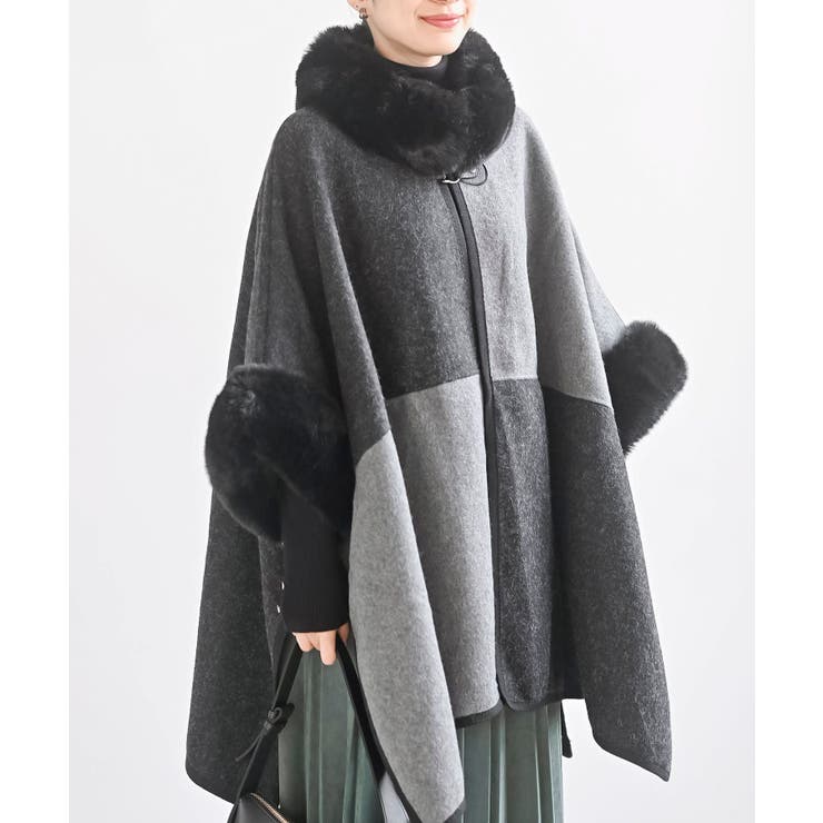 CHACグレー | フェイクファーポンチョコート | rps