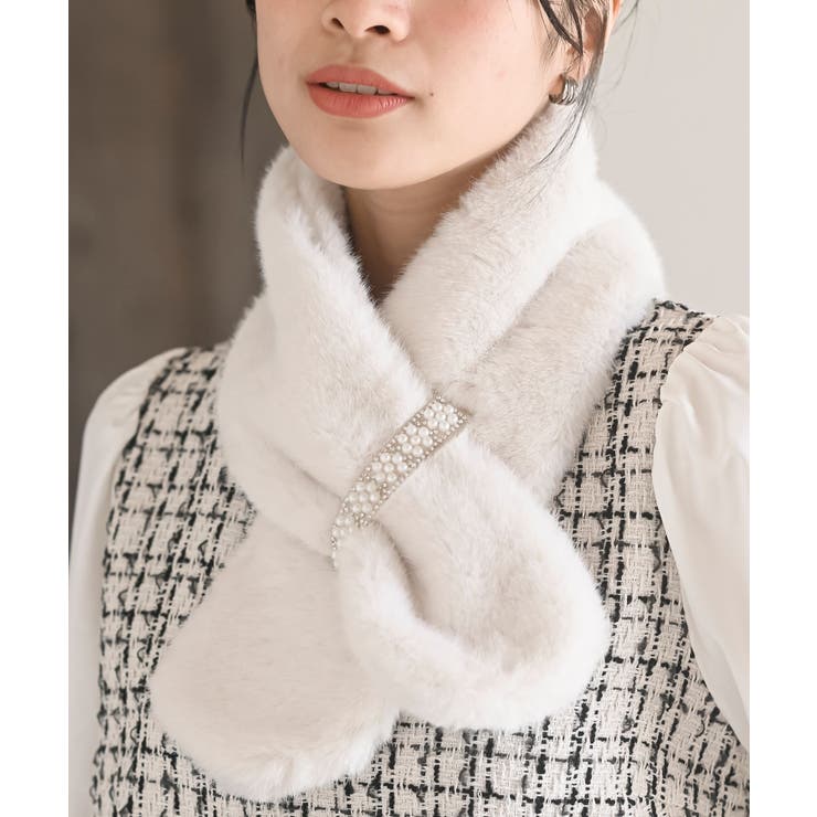 アイボリー | フェイクファーストール | rps