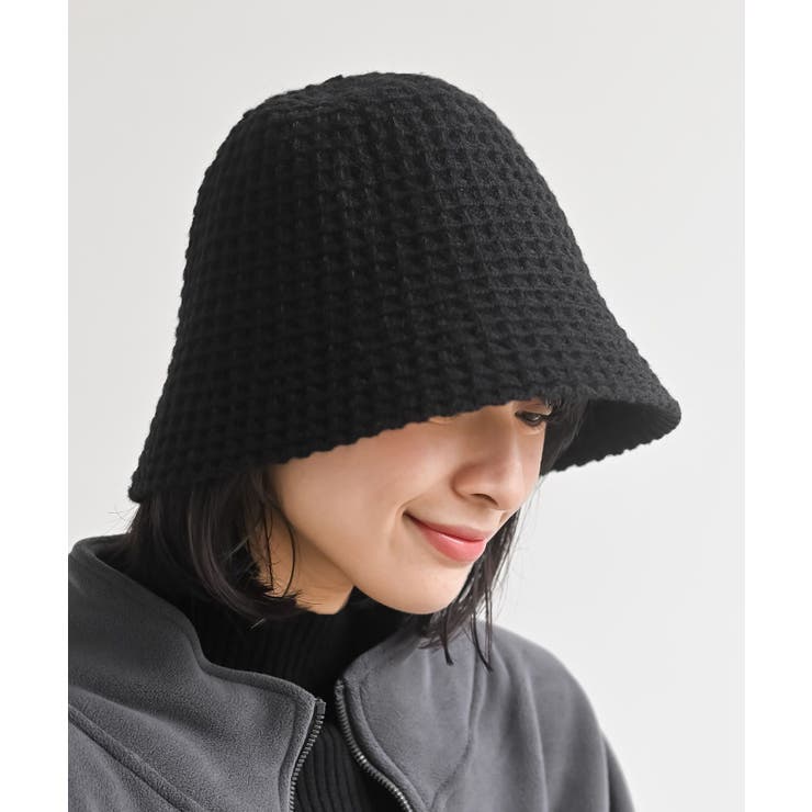 ブラック | ワッフル編みハット | rps