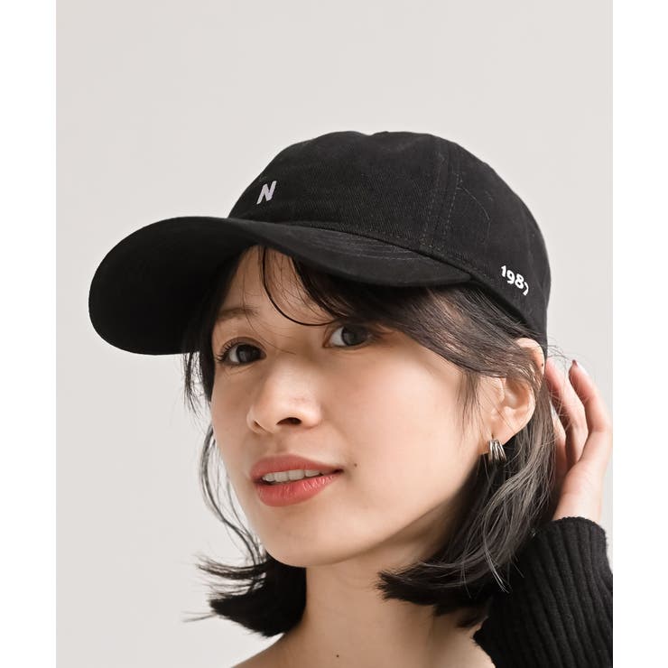 ブラック | Ｎ刺繍コットンキャップ | rps