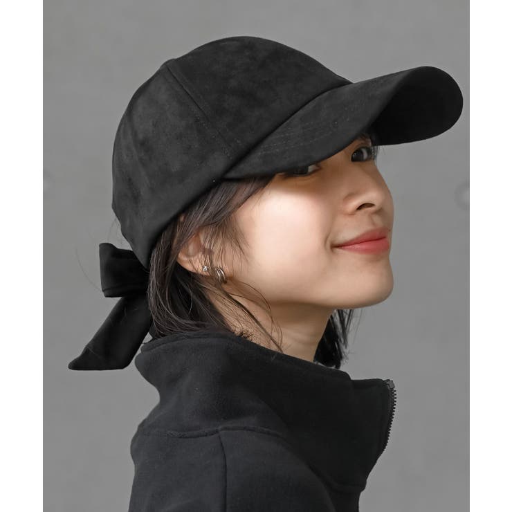 ブラック | ＢＡＣＫリボンスウェードキャップ | rps