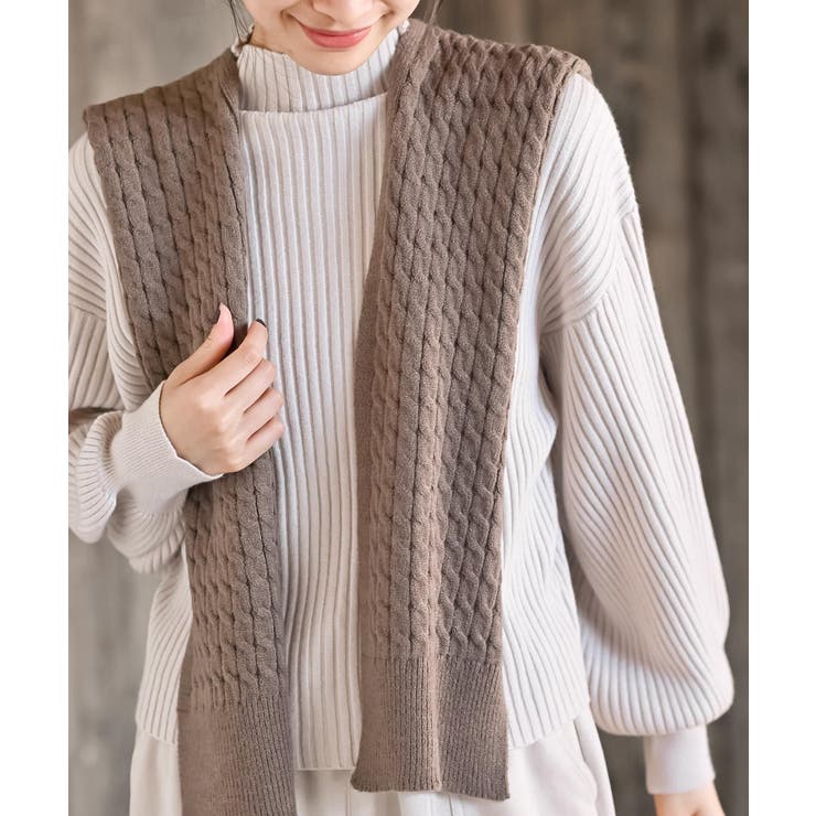 ブラウン | ケーブルニットストール | rps