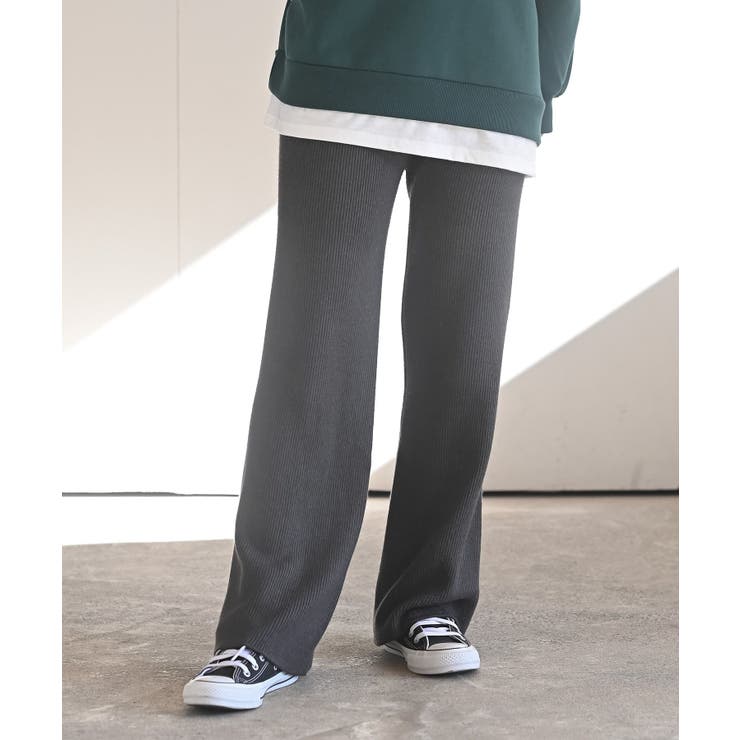 リブニットイージーセミワイドパンツ | rps | 詳細画像1 