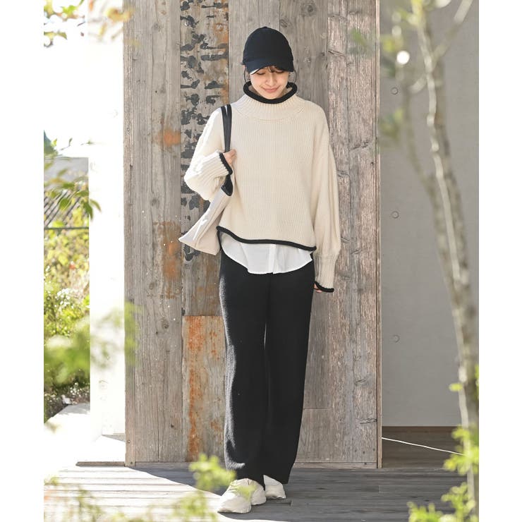 リブニットイージーセミワイドパンツ | rps | 詳細画像13 