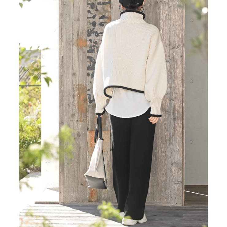 リブニットイージーセミワイドパンツ | rps | 詳細画像15 